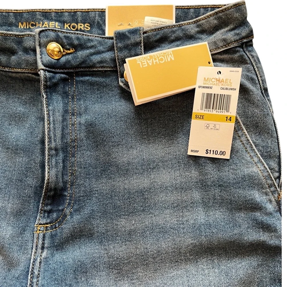 Michael Kors Selma High Rise Crop‎ Flare Jeans Blue Denim Size 14 QF59099E9Z